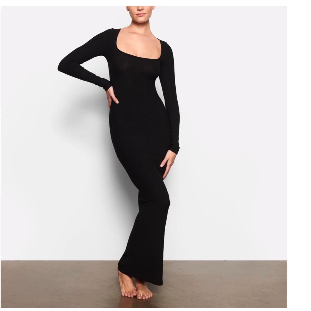 SKIMS Black Long Sleeve Dress